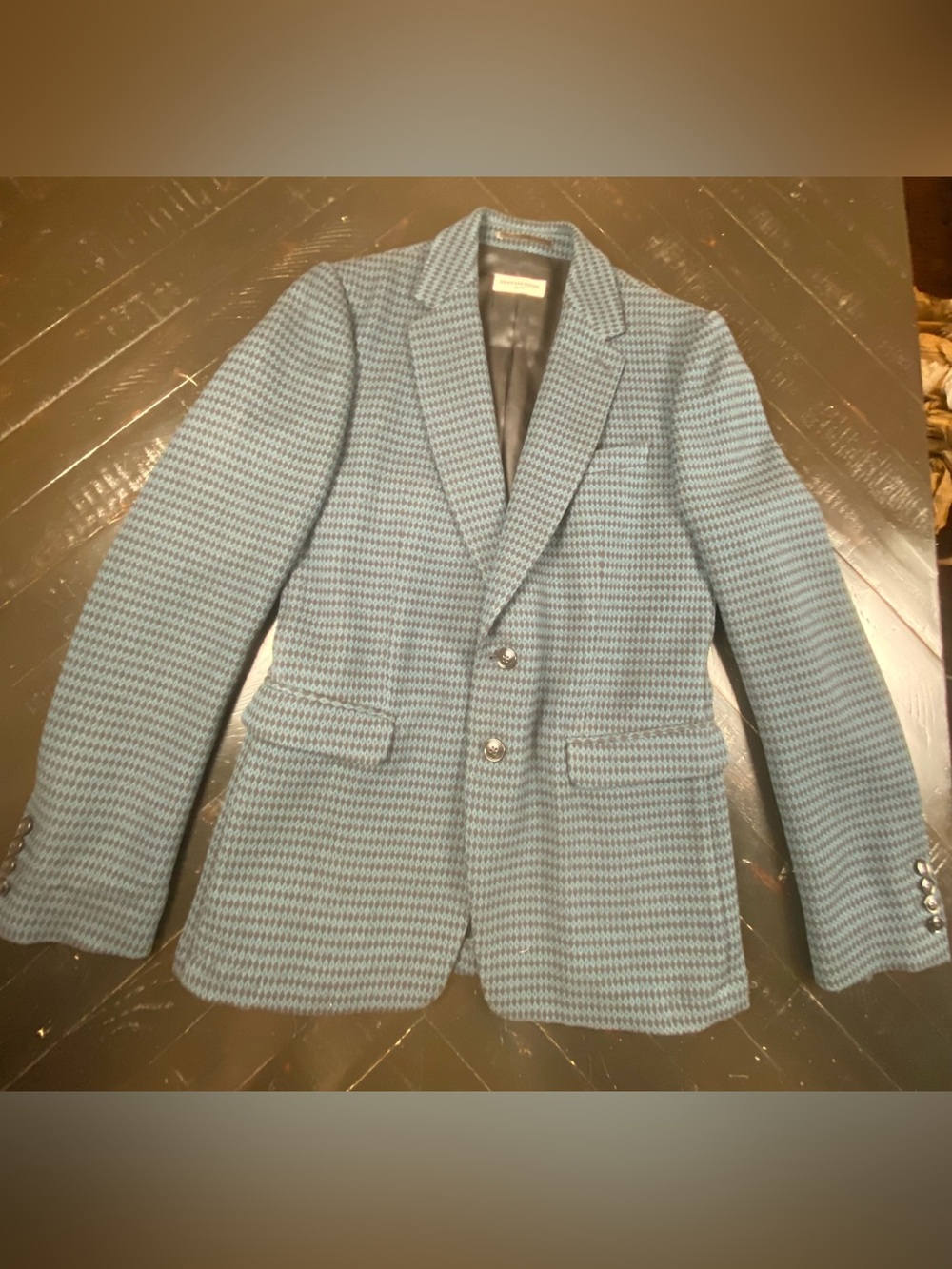 Dries Van Noten Teal Houndstooth Sport Coat